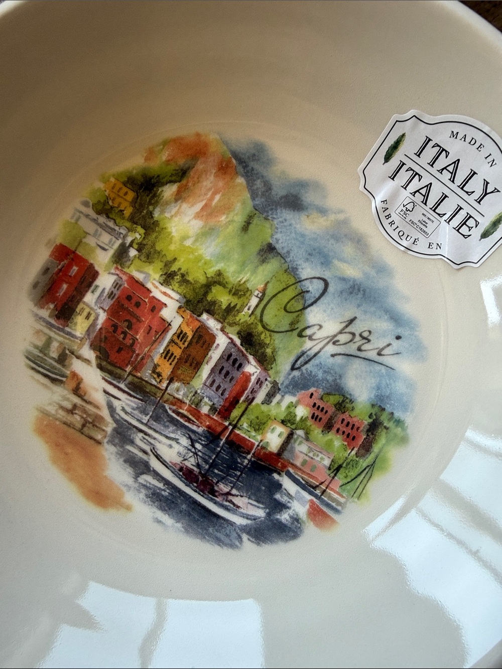 NEW Italy Ceramica Cuore Pasta Salad Soup Bowls 9" Amalfi Coast City Ocean Set 4 - Picture 6 of 6